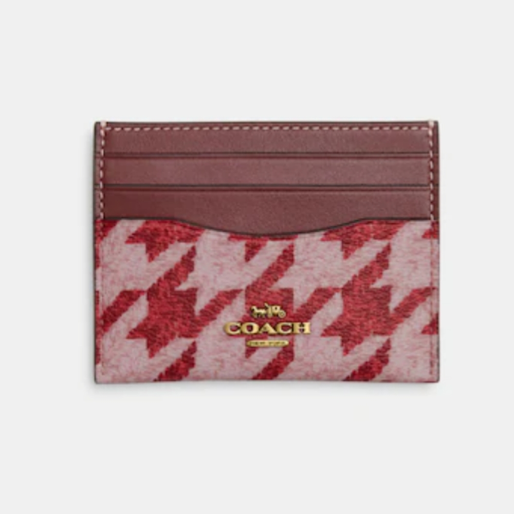 Coach Slim Card Case With Houndstooth Print - Picture 2 of 7